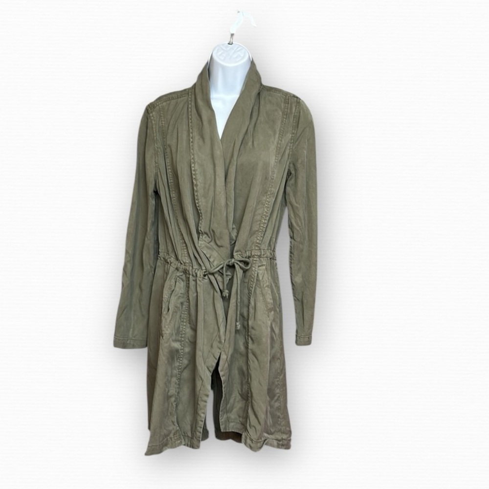 Max Jeans Army Green Open Front Drawstring Waist Slouchy Jacket Faded Look